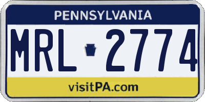 PA license plate MRL2774