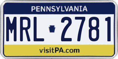 PA license plate MRL2781