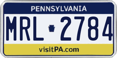 PA license plate MRL2784