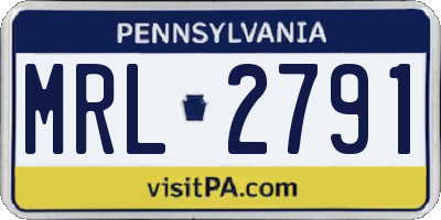 PA license plate MRL2791