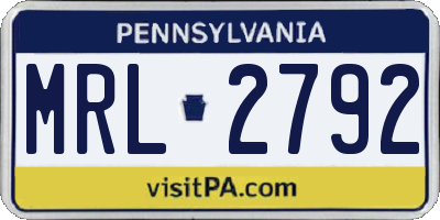 PA license plate MRL2792