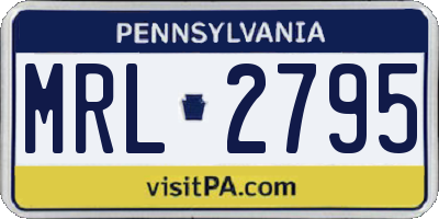 PA license plate MRL2795