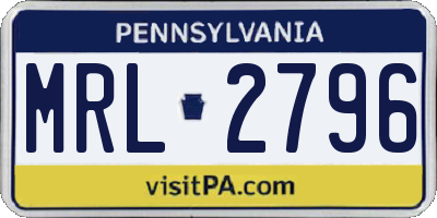 PA license plate MRL2796