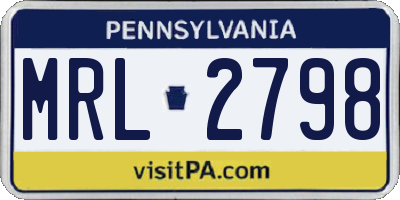 PA license plate MRL2798