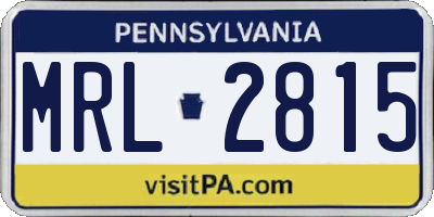 PA license plate MRL2815