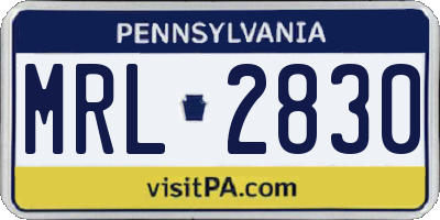 PA license plate MRL2830