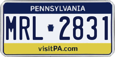 PA license plate MRL2831