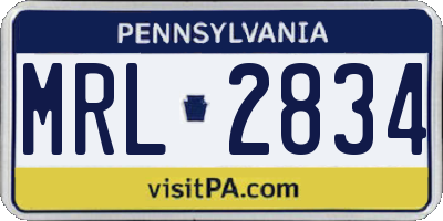 PA license plate MRL2834
