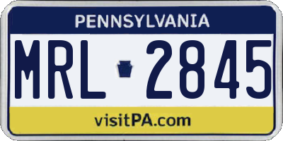 PA license plate MRL2845