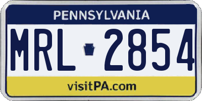 PA license plate MRL2854