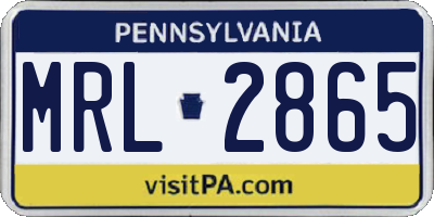 PA license plate MRL2865