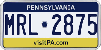 PA license plate MRL2875