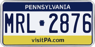 PA license plate MRL2876