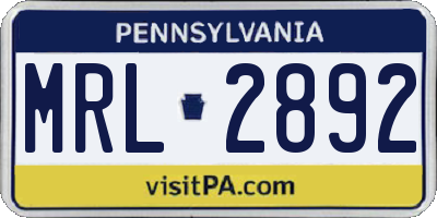 PA license plate MRL2892