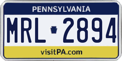 PA license plate MRL2894
