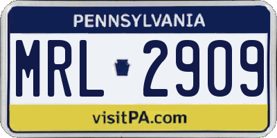 PA license plate MRL2909