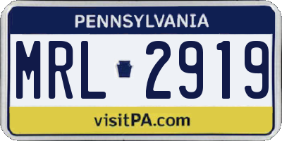 PA license plate MRL2919