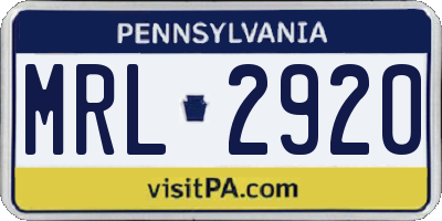 PA license plate MRL2920