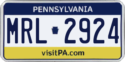 PA license plate MRL2924
