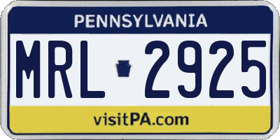 PA license plate MRL2925
