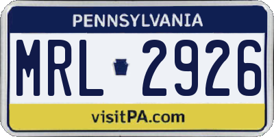 PA license plate MRL2926
