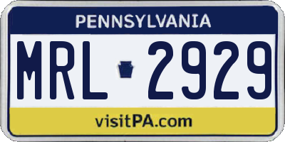 PA license plate MRL2929