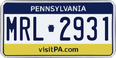 PA license plate MRL2931