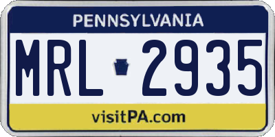 PA license plate MRL2935