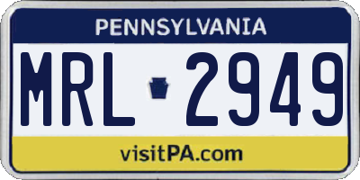 PA license plate MRL2949