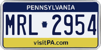 PA license plate MRL2954