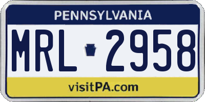 PA license plate MRL2958