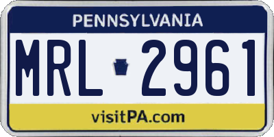 PA license plate MRL2961