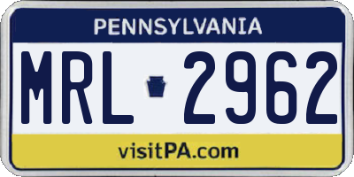 PA license plate MRL2962