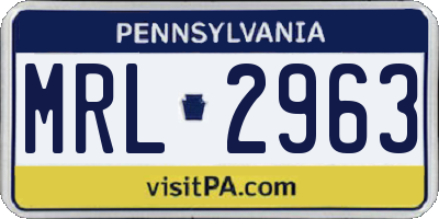 PA license plate MRL2963
