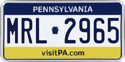 PA license plate MRL2965