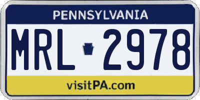 PA license plate MRL2978