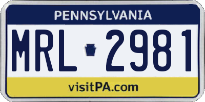 PA license plate MRL2981