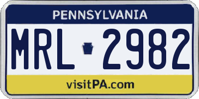 PA license plate MRL2982