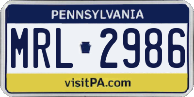 PA license plate MRL2986