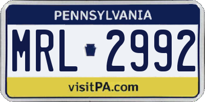 PA license plate MRL2992