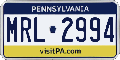 PA license plate MRL2994