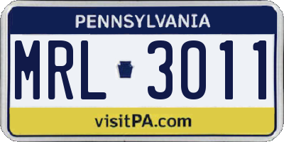 PA license plate MRL3011