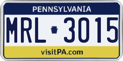 PA license plate MRL3015