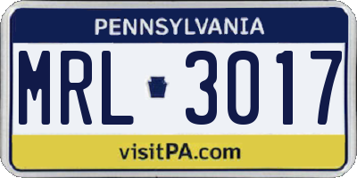 PA license plate MRL3017