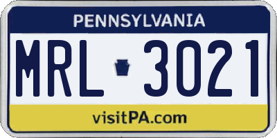 PA license plate MRL3021