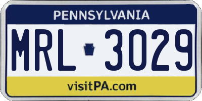 PA license plate MRL3029
