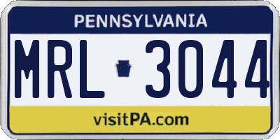 PA license plate MRL3044