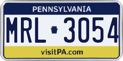 PA license plate MRL3054