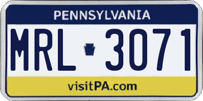 PA license plate MRL3071