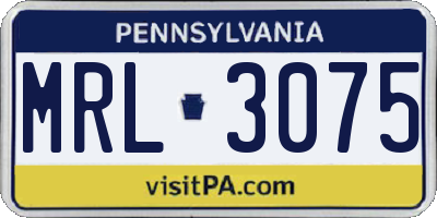 PA license plate MRL3075